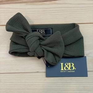 NEW LUCKY & BLESSED big bow baby headband in olive